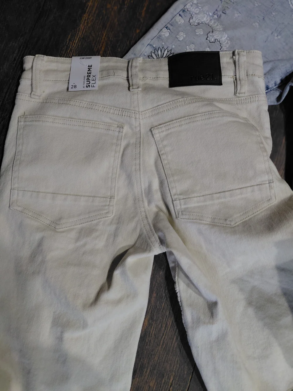Rue21 Men's Slim Biker Denim Shorts - Light Wash, Cream, Black